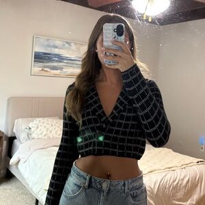 Black and White Crop Blazer